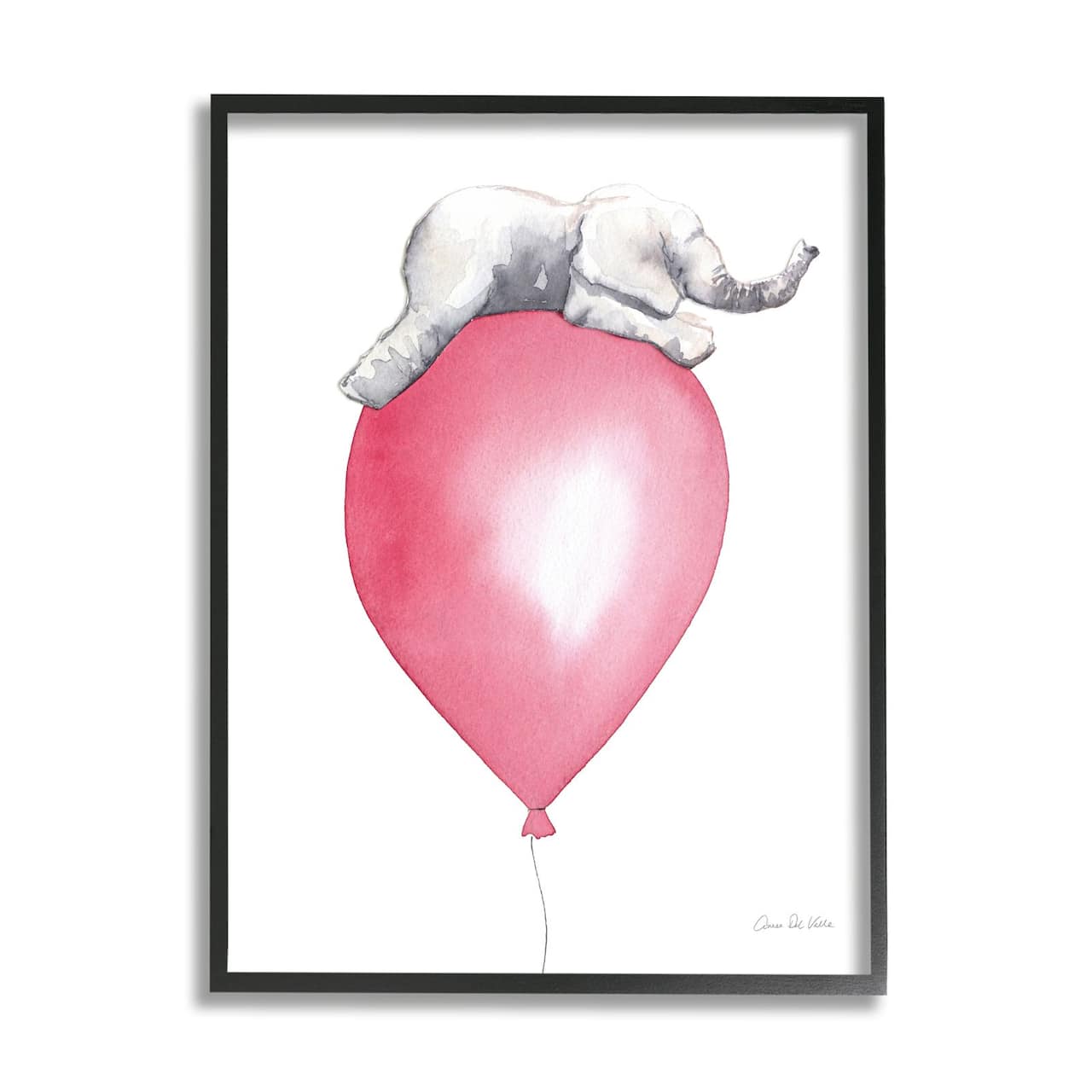 Stupell Industries Kids' Baby Elephant Sleeping on Large Red Balloon Framed Wall Art